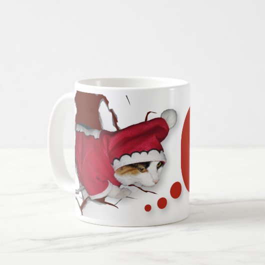 Cat Mug Wishing Merry Christmas コーヒーマグカップ (正面左)