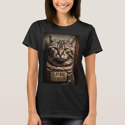 Cat Mugshot  Catnip Dealer  Cat Dad and Cat Mom Tシャツ (正面)