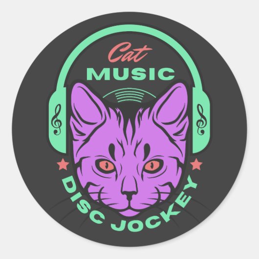 Cat Music Diskジョッキー ラウンドシール (正面)