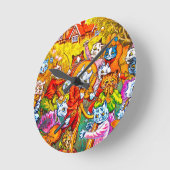 Cat Musical Band ラウンド壁時計 (傾斜)