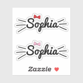 Cat Name Sticker | Name Sticker For Kids Sticker  シール