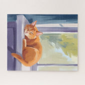 Cat Nap | Orange Kitten Watercolor Pet ジグソーパズル (横)