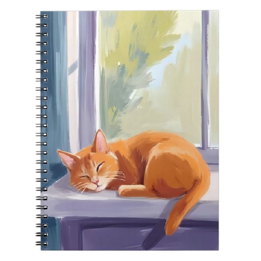 Cat Nap | Orange Kitten Watercolor Pet ノートブック (正面)