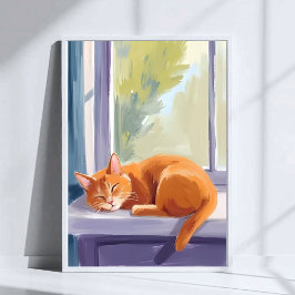 Cat Nap | Orange Kitten Watercolor Pet ポスター