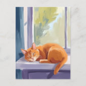 Cat Nap | Orange Kitten Watercolor Pet ポストカード (正面)