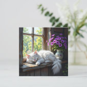 Cat Napping on the Window Sill | Blank カード (スタンド正面)
