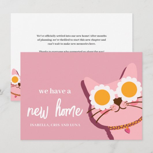 Cat New House Moving Announcement Card 招待状 (正面/裏面)