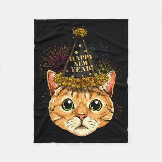 Cat New Year Shirt 2024 Happy New Years Eve Nye Fi フリースブランケット (正面)