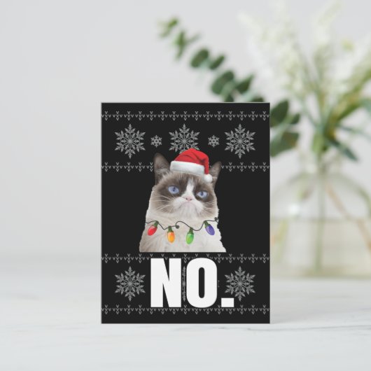 Cat No Grumpy Xmas Cats No Ugly Christmas Gifts ポストカード (スタンド正面)