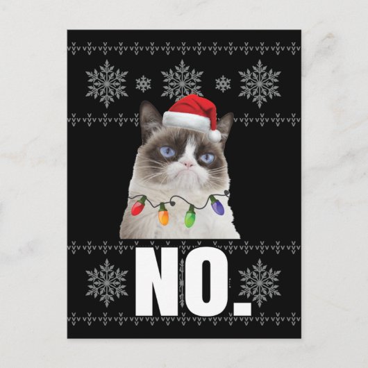 Cat No Grumpy Xmas Cats No Ugly Christmas Gifts ポストカード (正面)
