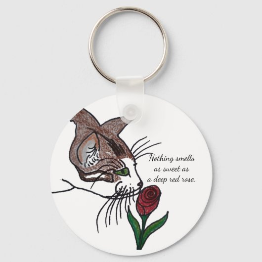 Cat- Nothing Smells as Sweet as a Deep Red Rose キーホルダー (正面)