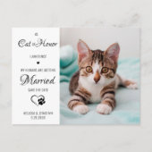 Cat Of Honor Pet 結婚's Photo Save The Date 案内ポストカード (正面)