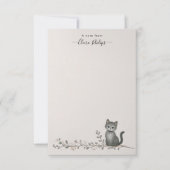 Cat on a branch note card with name サンキューカード (正面)