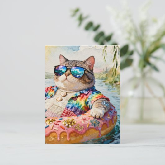 Cat on a Float Trip ポストカード (スタンド正面)