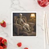 Cat On a Halloween Skeleton スタンダードカクテルナプキン (インサイチュ)