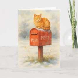 Cat on a mailbox Xmas card  シーズンカード