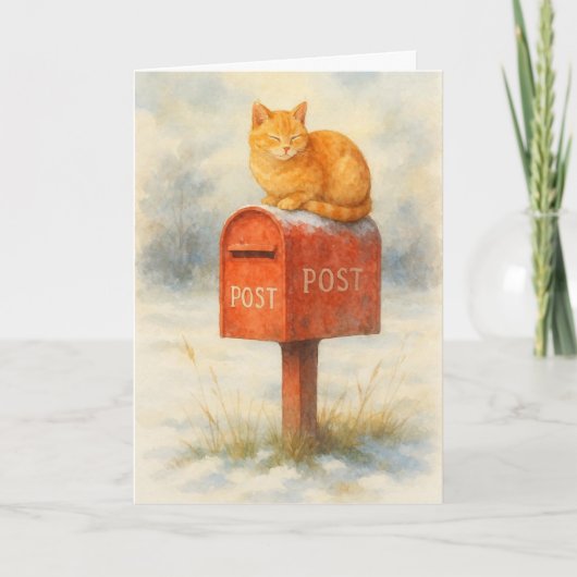 Cat on a mailbox Xmas card  シーズンカード (正面)