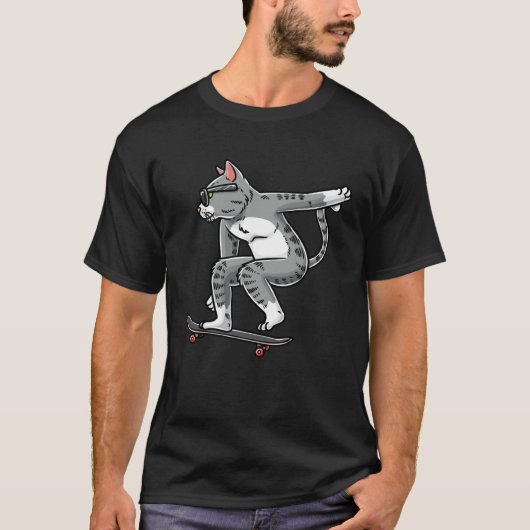 Cat On A Skateboard Skateboarding Skater Skateboar Tシャツ (正面)