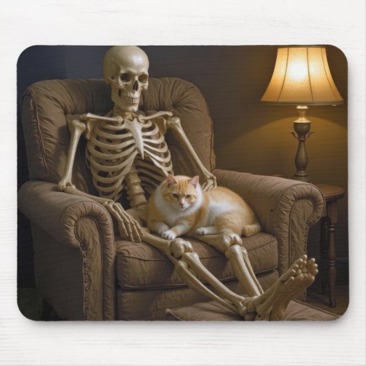 Cat On a Skeleton Lap マウスパッド (正面)