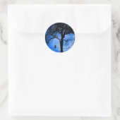 Cat on a Wire Blue Moon ラウンドシール (バッグ)