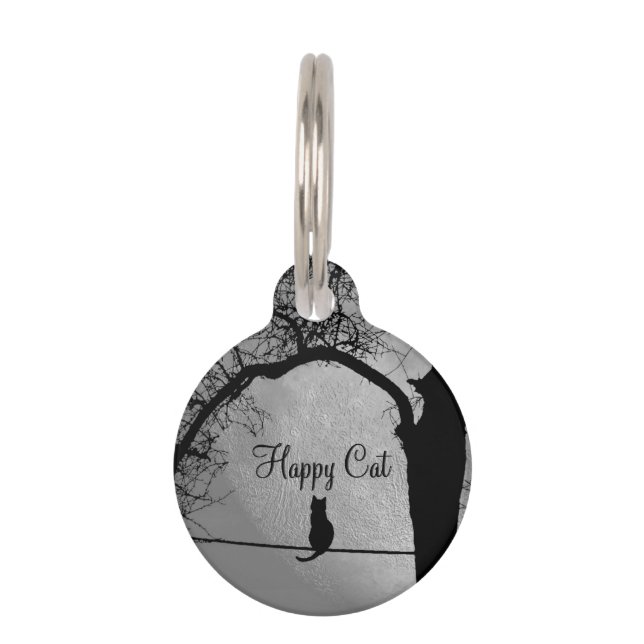 Cat on a Wire Full Moon Owner Info ID # on Back ペット　ネームタグ (正面)