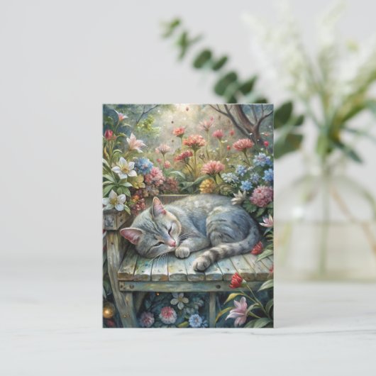 Cat on Bench ポストカード (スタンド正面)