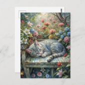Cat on Bench ポストカード (正面/裏面)