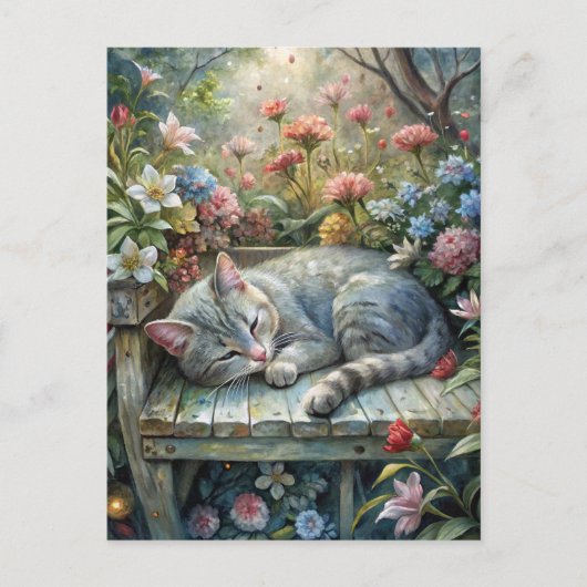 Cat on Bench ポストカード (正面)