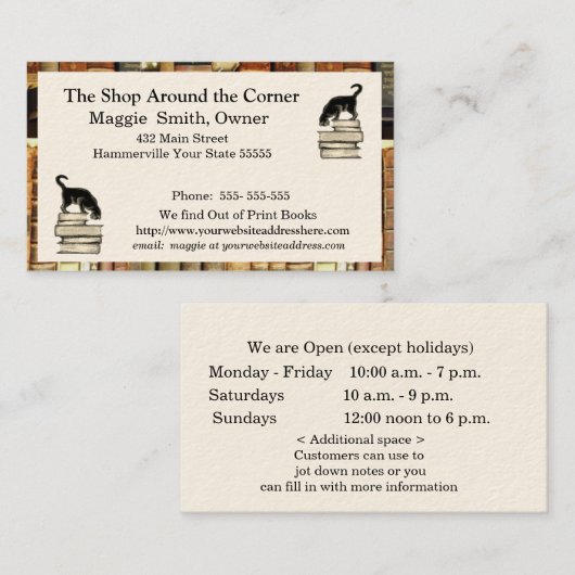 Cat on Books名刺 名刺 (正面/裏面)