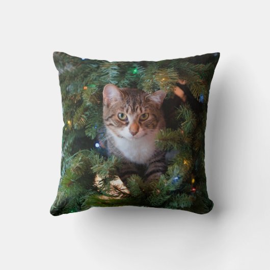 Cat on Christmas tree クッション (裏面)