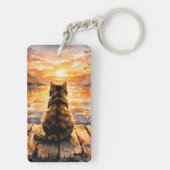 Cat on Dock at Sunset キーホルダー (裏面)