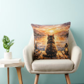 Cat on Dock at Sunset クッション (椅子)