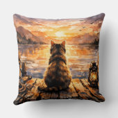 Cat on Dock at Sunset クッション (裏面)