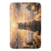 Cat on Dock at Sunset バスマット (正面縦)