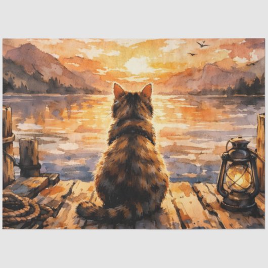 Cat on Dock at Sunset 薄葉紙 (正面)