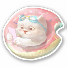 Cat on Dout Pool Float シール