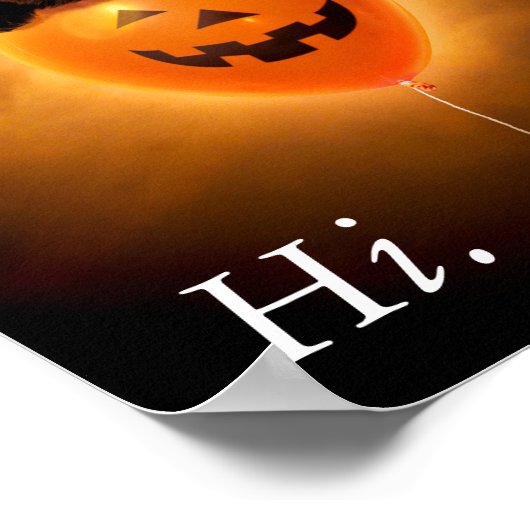 Cat on Halloween Balloon ポスター (角)