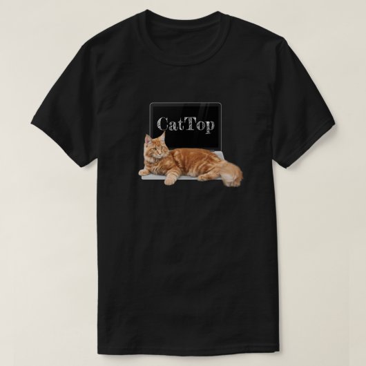 Cat on Laptop - CatTop Tシャツ (デザイン正面)