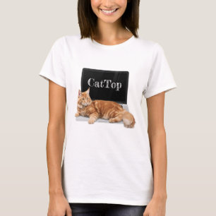 Cat on Laptop - CatTop Tシャツ