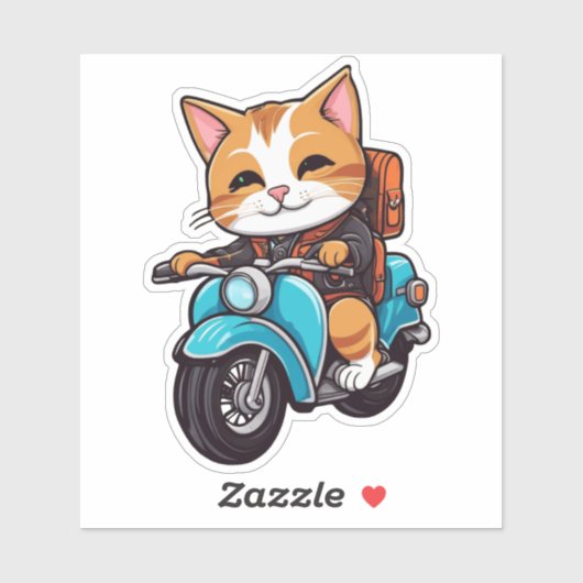 cat on motorcycle シール (シート)