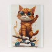 Cat On Skateboard ジグソーパズル (縦)