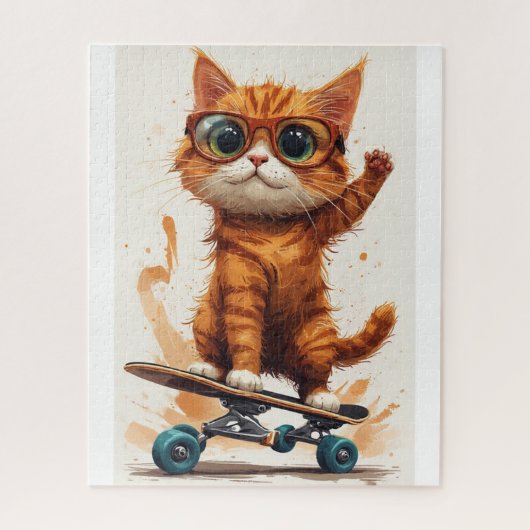 Cat On Skateboard  ジグソーパズル (縦)