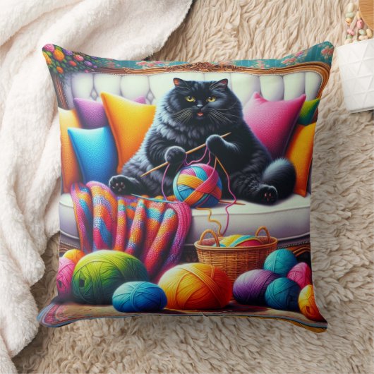 Cat on sofa with sweet things クッション (ブランケット)