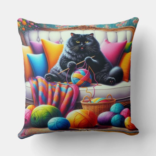 Cat on sofa with sweet things クッション (裏面)