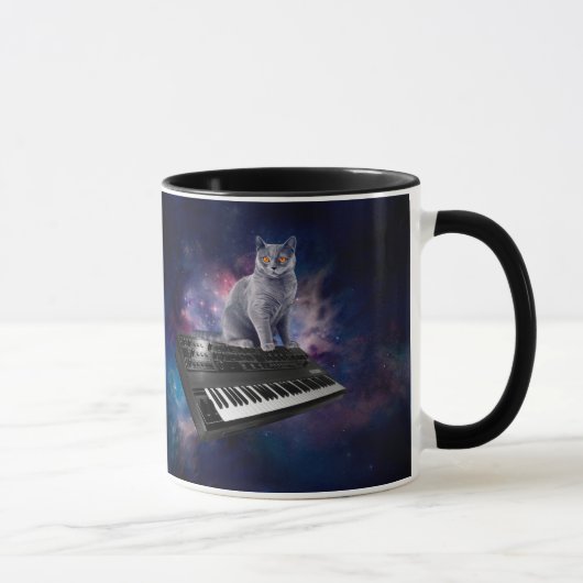 Cat on Synseziser in宇宙 マグカップ (右)