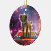 Cat on synthesizers in宇宙 セラミックオーナメント (右)