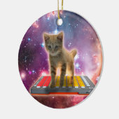 Cat on synthesizers in宇宙 セラミックオーナメント (左)