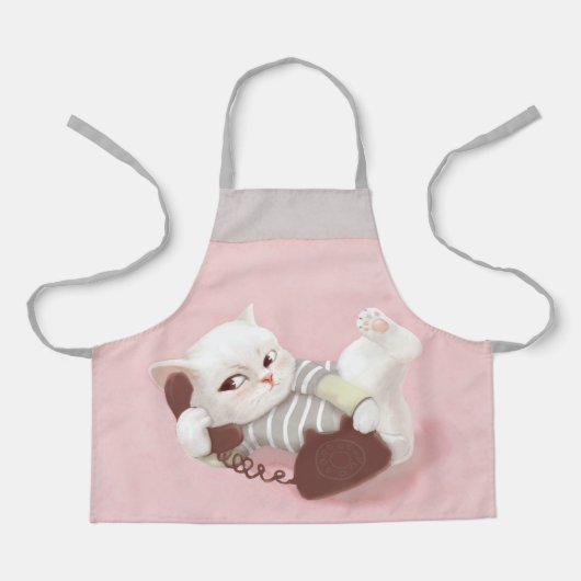 Cat on the Phone エプロン (正面)