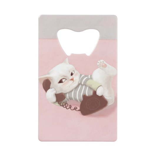 Cat on the Phone クレジットカード栓抜き (正面)