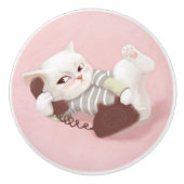 Cat on the Phone セラミックノブ (正面)